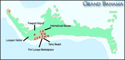 Map of hotels in Freeport Bahamas
