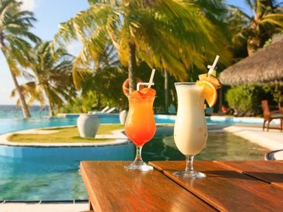 tropical drinks by the beach and the pool